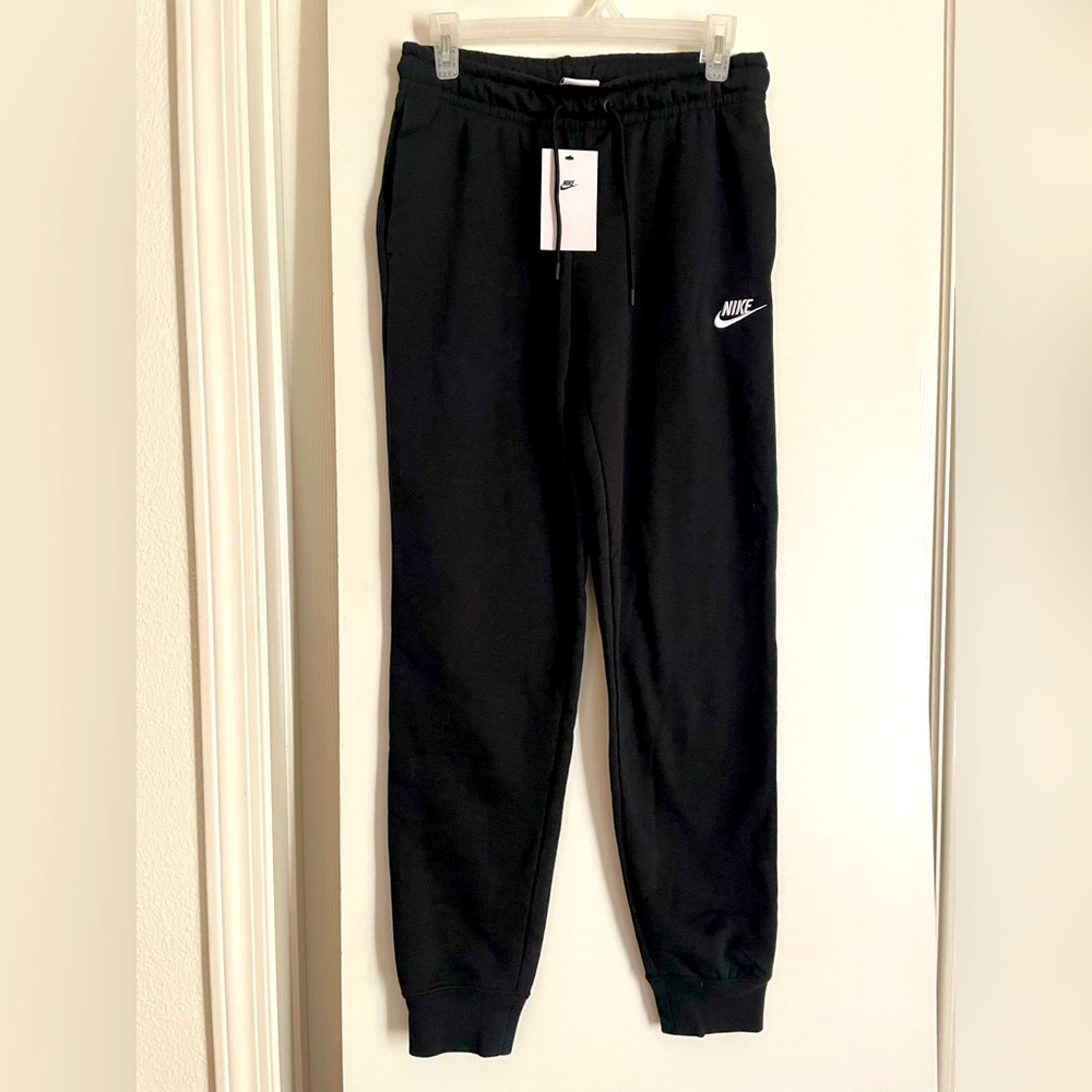 S:Nike Cotton Sweatpants Joggers Mid/High Rise Black NWT New!